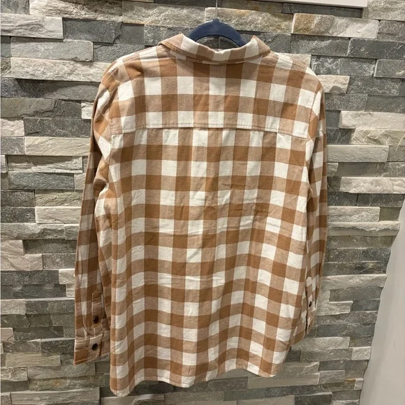 J. Crew NWT Women’s Tan and White Plaid Shirt - Large - Picture 5 of 5